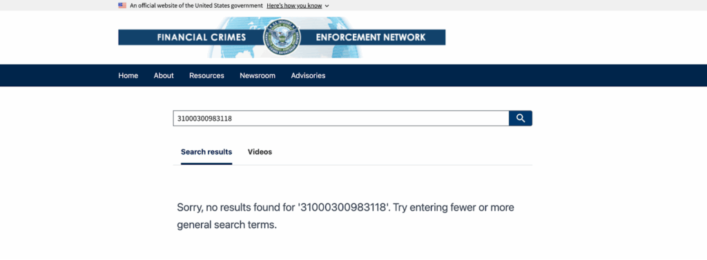 米国FinCEN登録検索