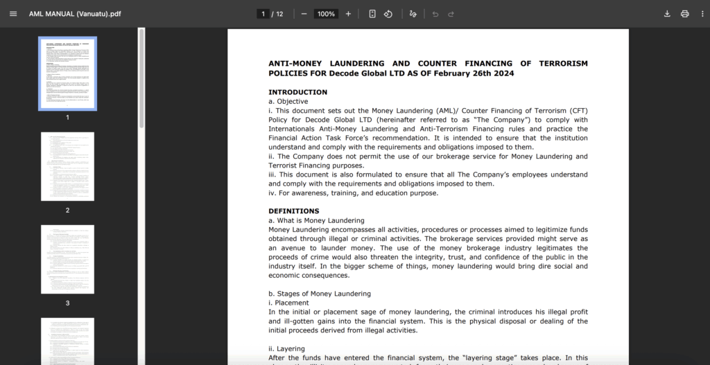 マネーロンダリングおよびテロ資金対策ポリシー