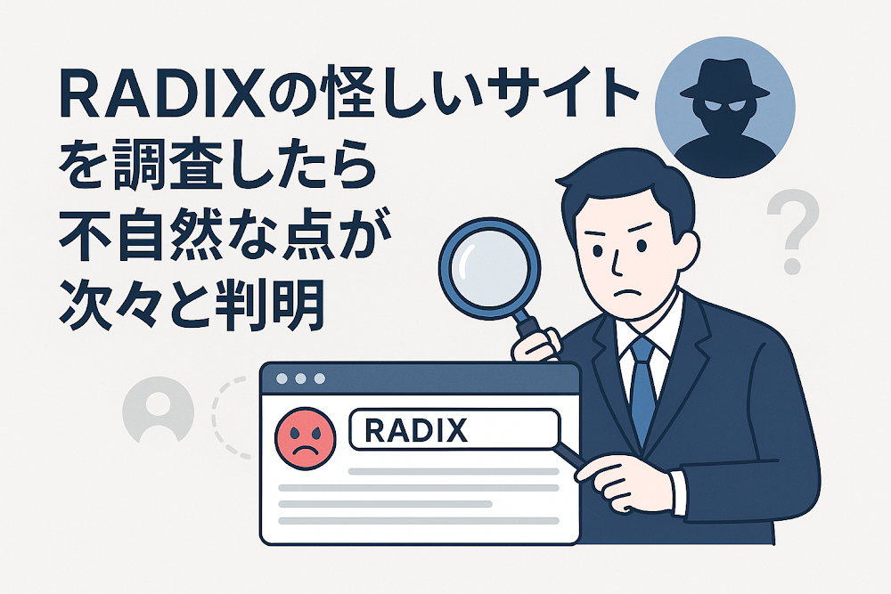 RADIXの怪しいサイトを調査したら不自然な点が次々と判明