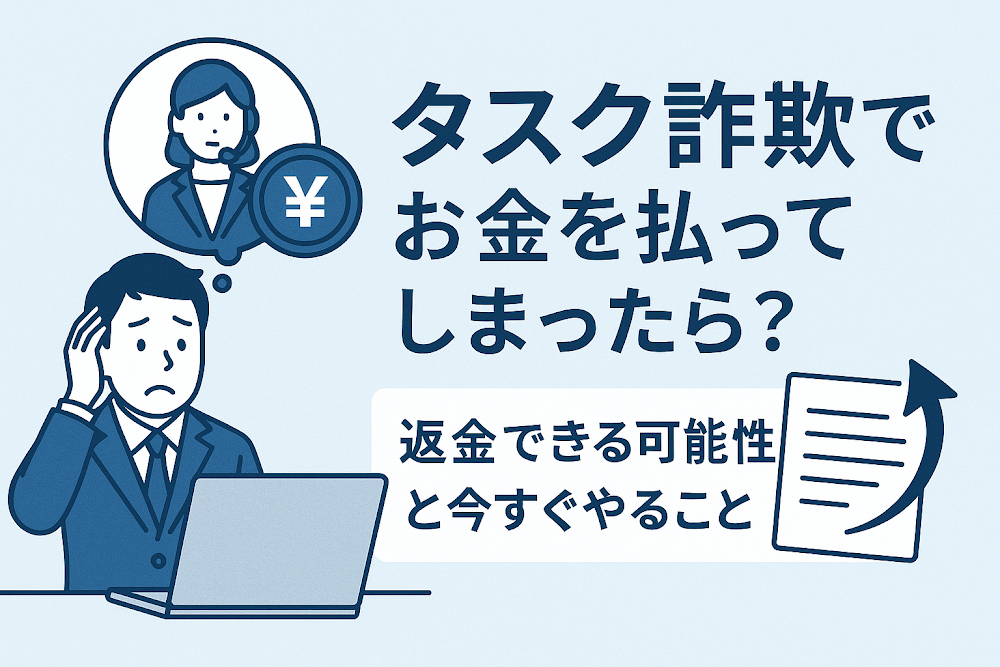 タスク詐欺でお金を払ってしまったら？返金できる可能性と今すぐやること
