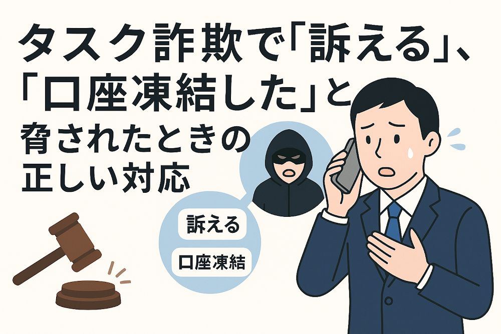 タスク詐欺で「訴える」「口座凍結した」と脅されたときの正しい対応