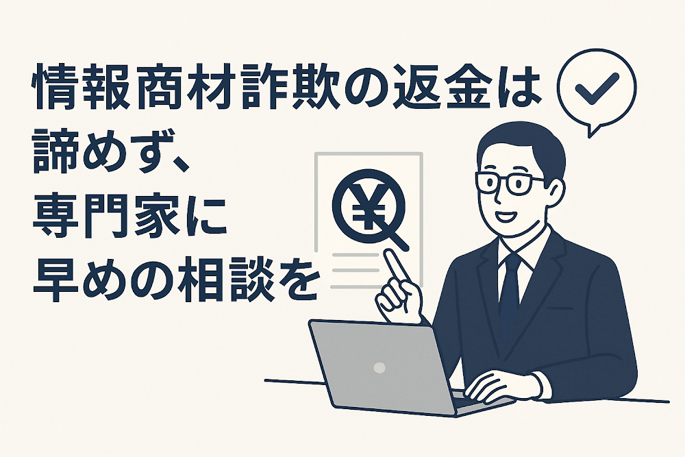 情報商材詐欺の返金は諦めず、専門家に早めの相談を