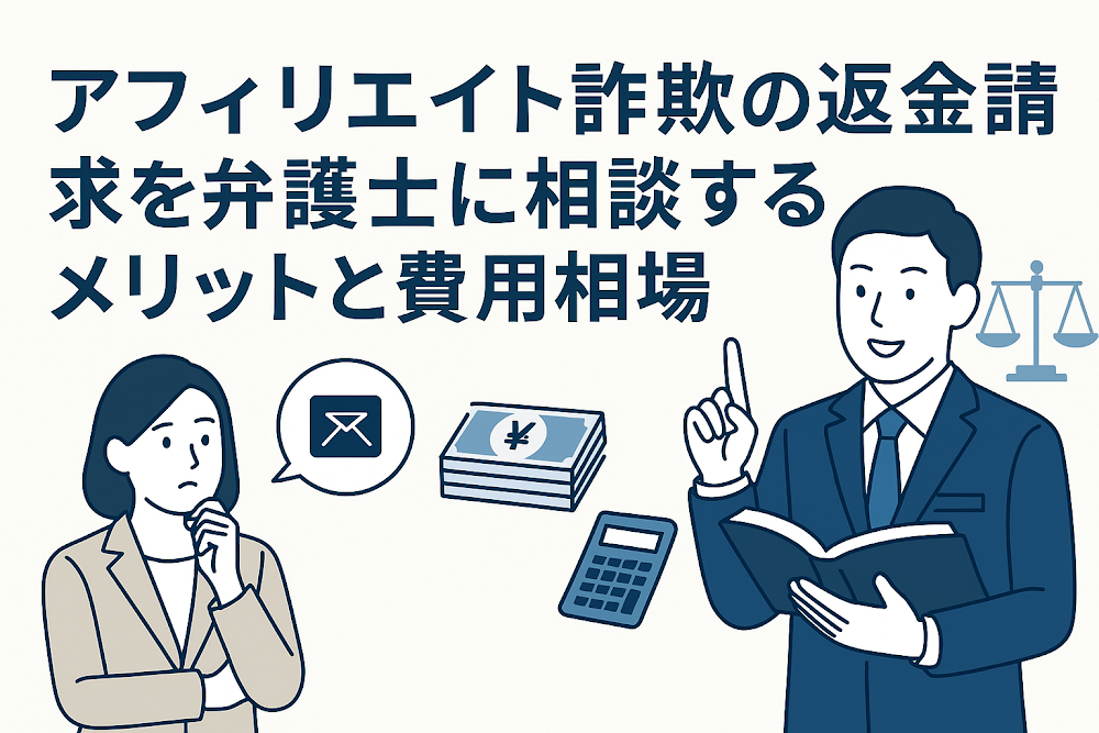 アフィリエイト詐欺の返金請求を弁護士に相談するメリットと費用相場