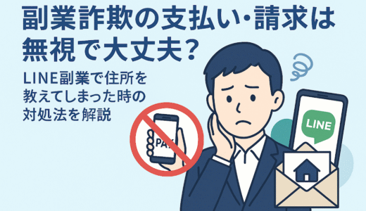 副業詐欺の支払い・請求は無視で大丈夫？LINEで住所を教えてしまった時の対処法を解説