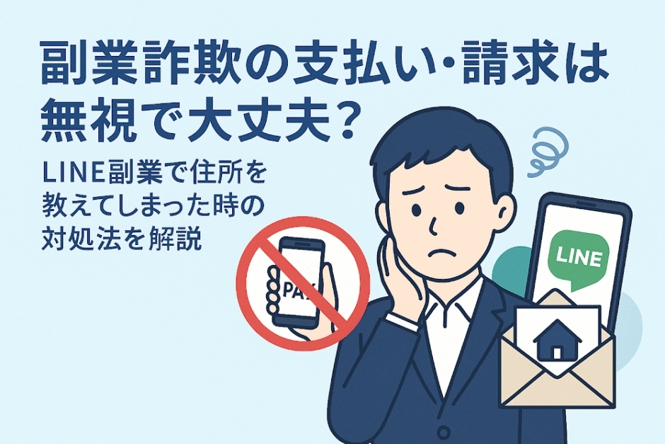 副業詐欺の支払い・請求は無視で大丈夫？LINEで住所を教えてしまった時の対処法を解説