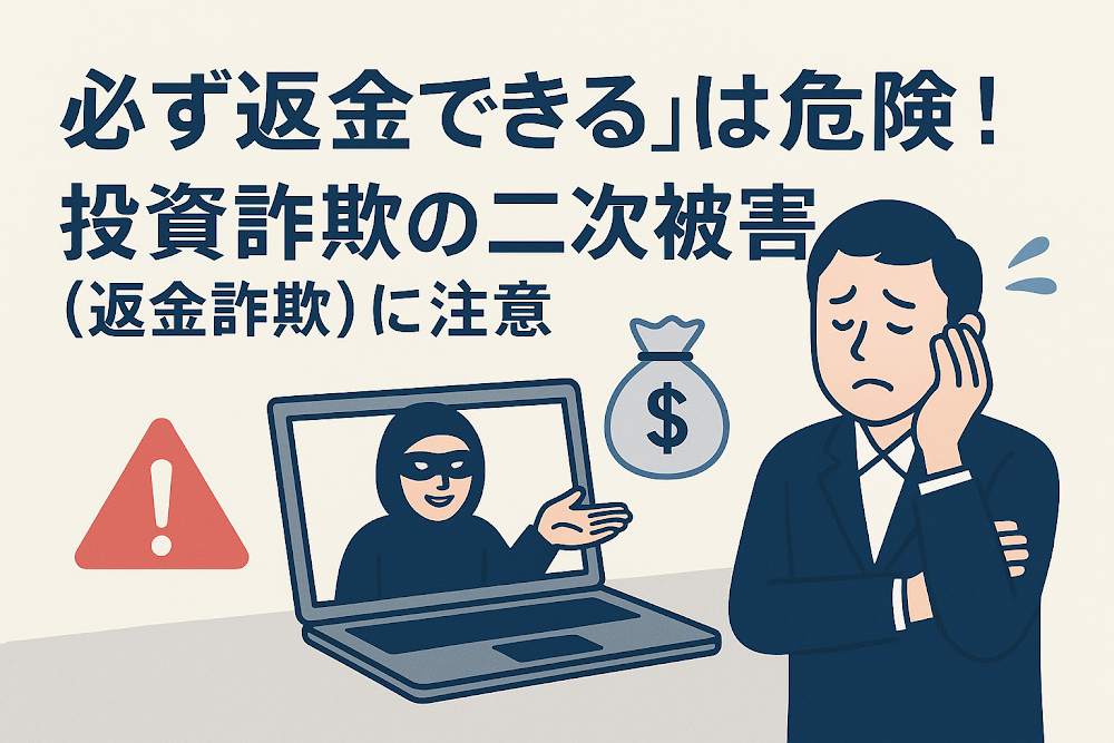 「必ず返金できる」は危険！投資詐欺の二次被害（返金詐欺）に注意