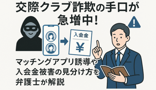 交際クラブ詐欺の手口が急増中！マッチングアプリ誘導や入会金被害の見分け方・返金方法を弁護士が解説