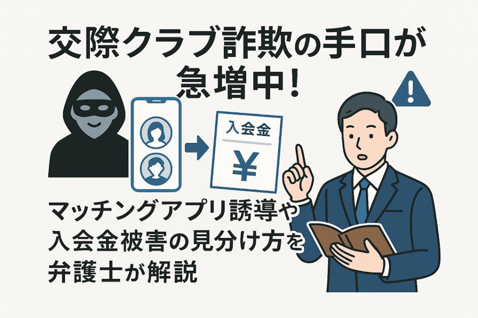交際クラブ詐欺の手口が急増中！マッチングアプリ誘導や入会金被害の見分け方・返金方法を弁護士が解説