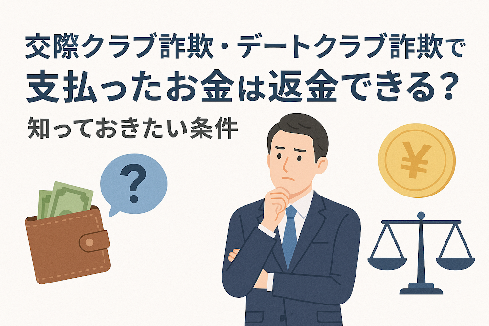 交際クラブ詐欺・デートクラブ詐欺で支払ったお金は返金できる？知っておきたい条件