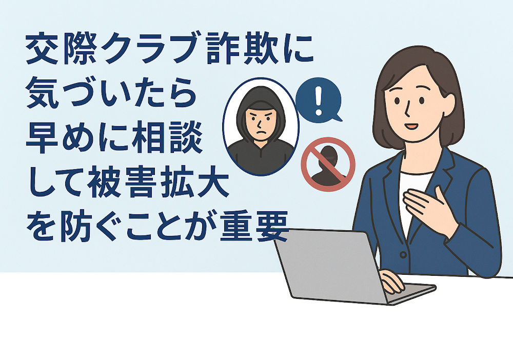 交際クラブ詐欺に気づいたら早めに相談して被害拡大を防ぐことが重要