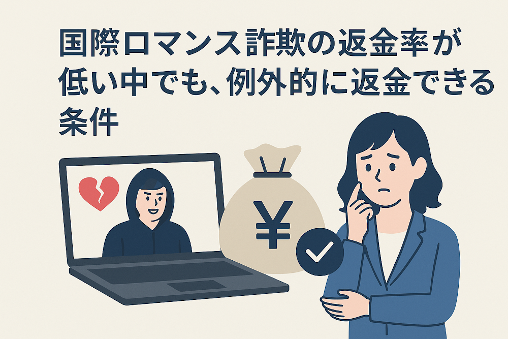 国際ロマンス詐欺の返金率が低い中でも、例外的に返金できる条件