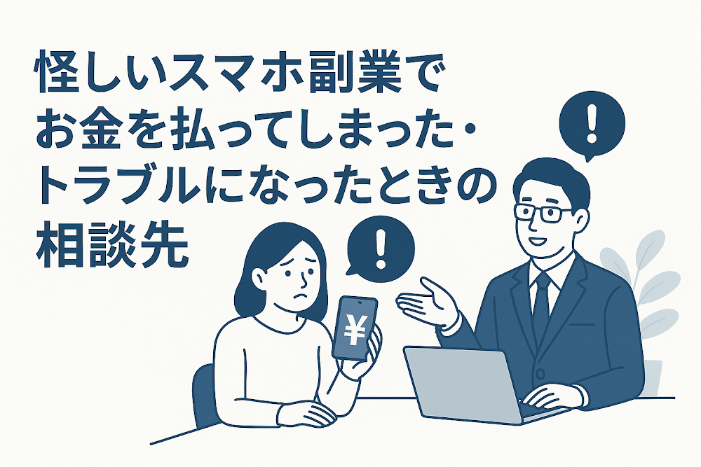 怪しいスマホ副業でお金を払ってしまった・トラブルになったときの相談先