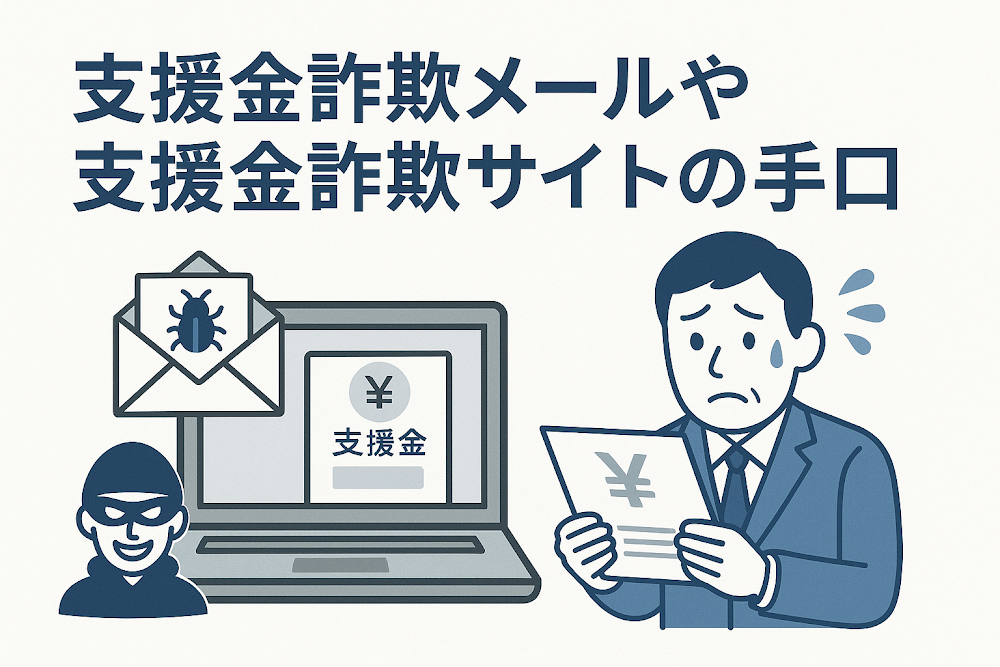 支援金詐欺メールや支援金詐欺サイトの手口