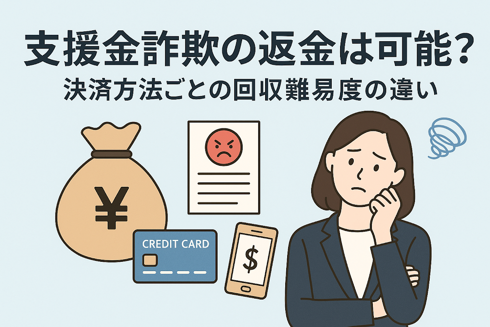 支援金詐欺の返金は可能？決済方法ごとの回収難易度の違い