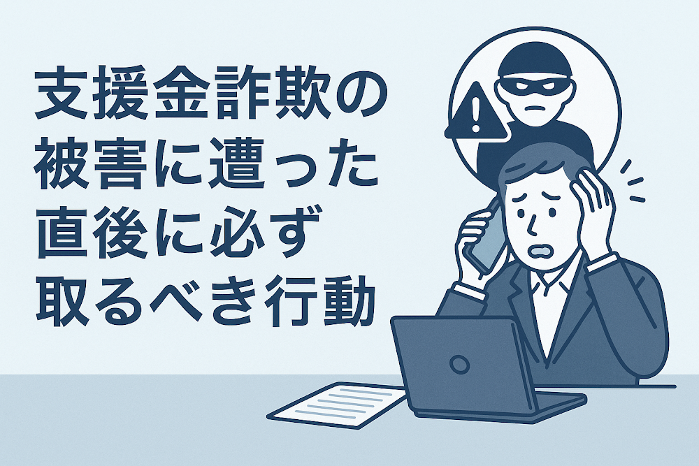 支援金詐欺の被害に遭った直後に必ず取るべき行動