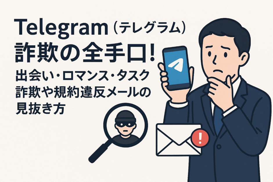 Telegram（テレグラム ）詐欺の全手口！出会い・ロマンス・タスク詐欺や規約違反メールの見抜き方