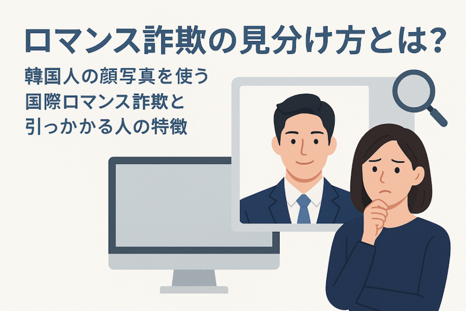 ロマンス詐欺の見分け方とは？韓国人の顔写真を使う手口と引っかかる人の特徴