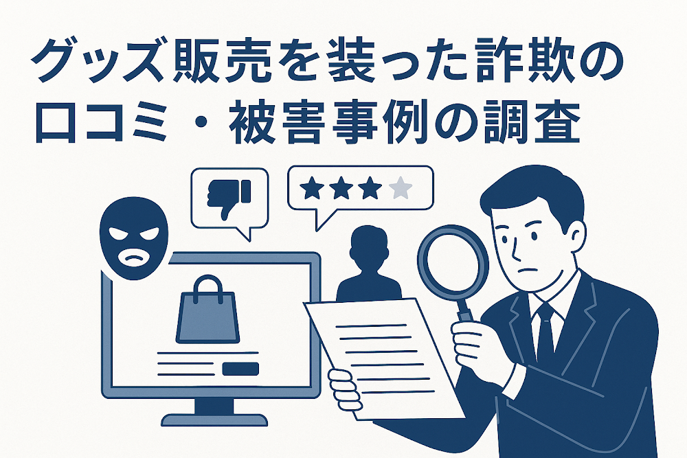 グッズ販売を装った詐欺の口コミ・被害事例の調査