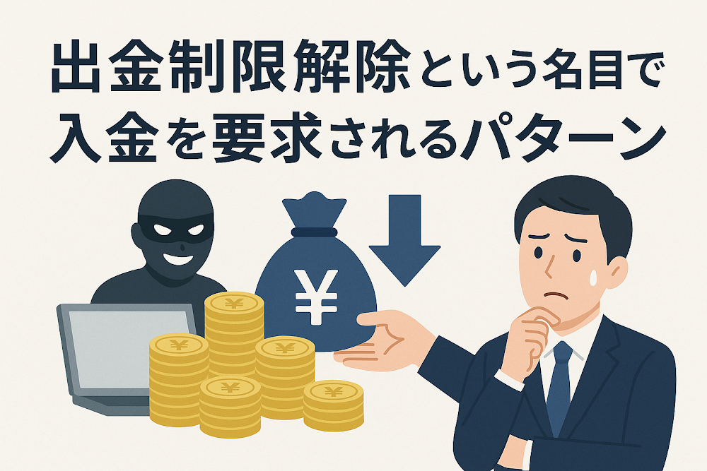 出金制限解除という名目で入金を要求されるパターン