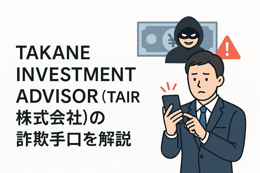 TAKANE INVESTMENT ADVISOR(TAIR株式会社)の詐欺手口を解説