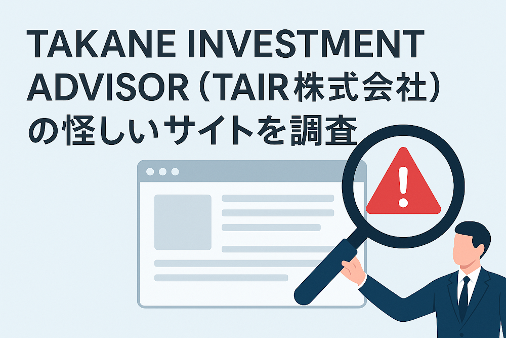 TAKANE INVESTMENT ADVISOR(TAIR株式会社)の怪しいサイトを調査