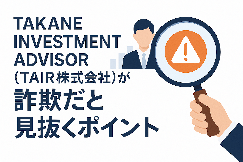 TAKANE INVESTMENT ADVISOR(TAIR株式会社)が詐欺だと見抜くポイント