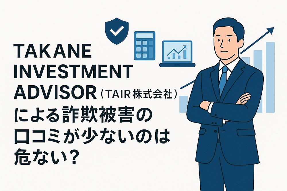 TAKANE INVESTMENT ADVISOR(TAIR株式会社)による詐欺被害の口コミが少ないのは危ない?