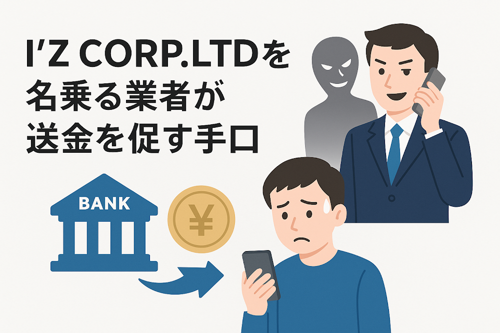 I'Z CORP.LTDを名乗る業者が送金を促す手口