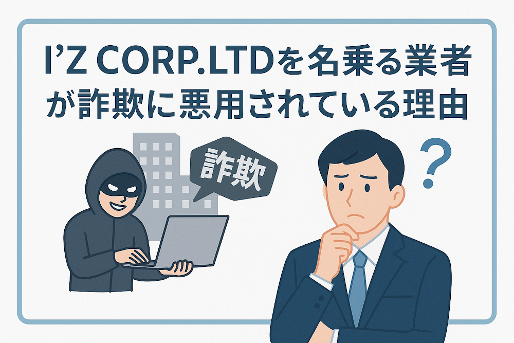 I'Z CORP.LTDを名乗る業者が詐欺に悪用されている理由
