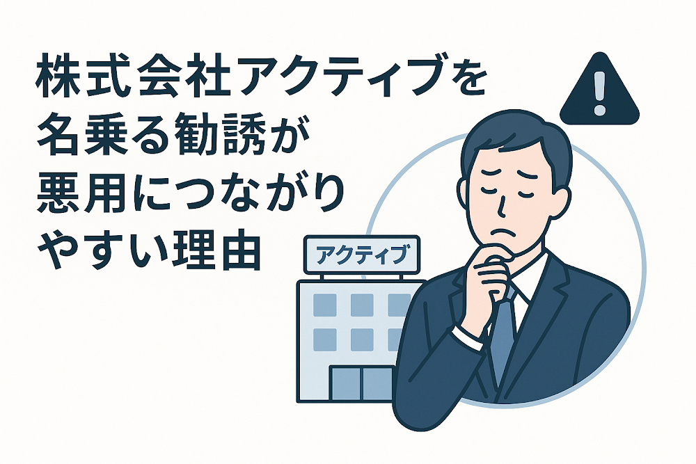 株式会社アクティブを名乗る勧誘が悪用につながりやすい理由