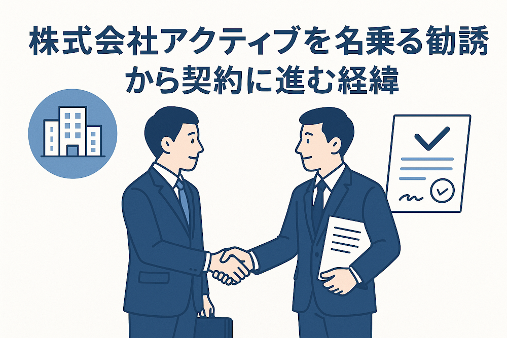 株式会社アクティブを名乗る勧誘から契約に進む経緯