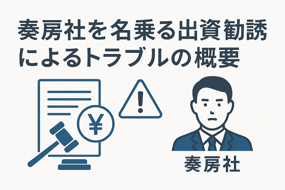 奏房社を名乗る出資勧誘によるトラブルの概要