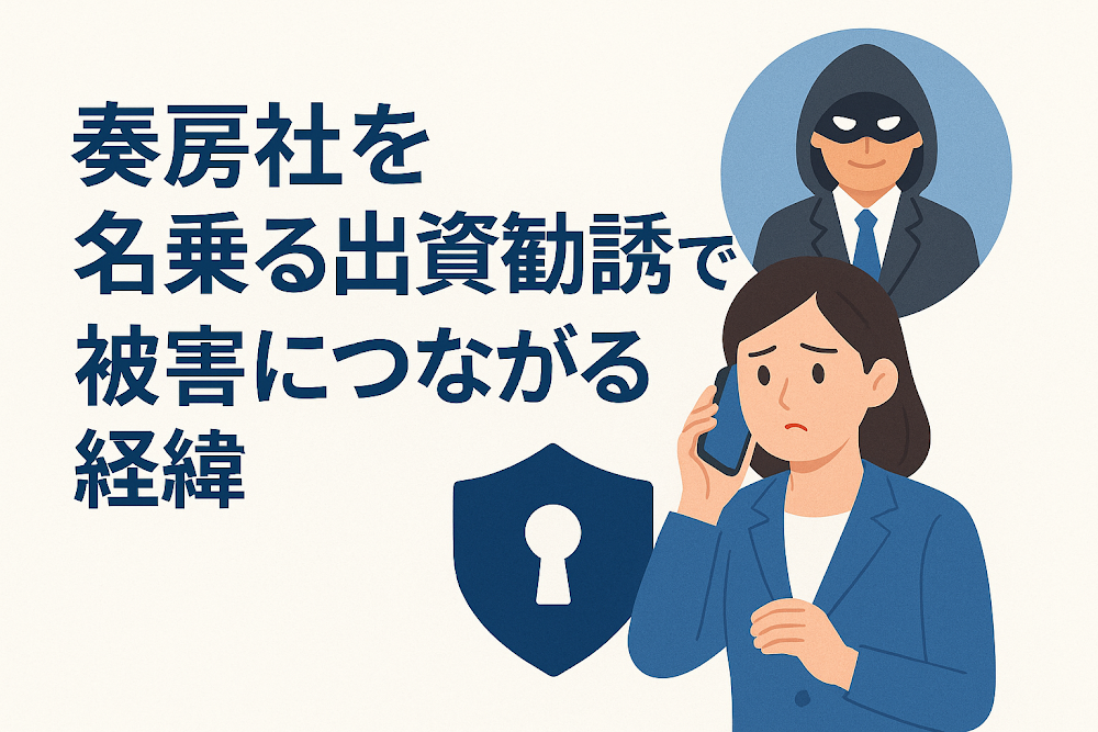 奏房社を名乗る出資勧誘で被害につながる経緯