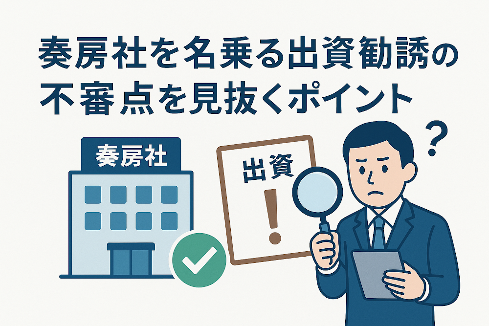 奏房社を名乗る出資勧誘の不審点を見抜くポイント