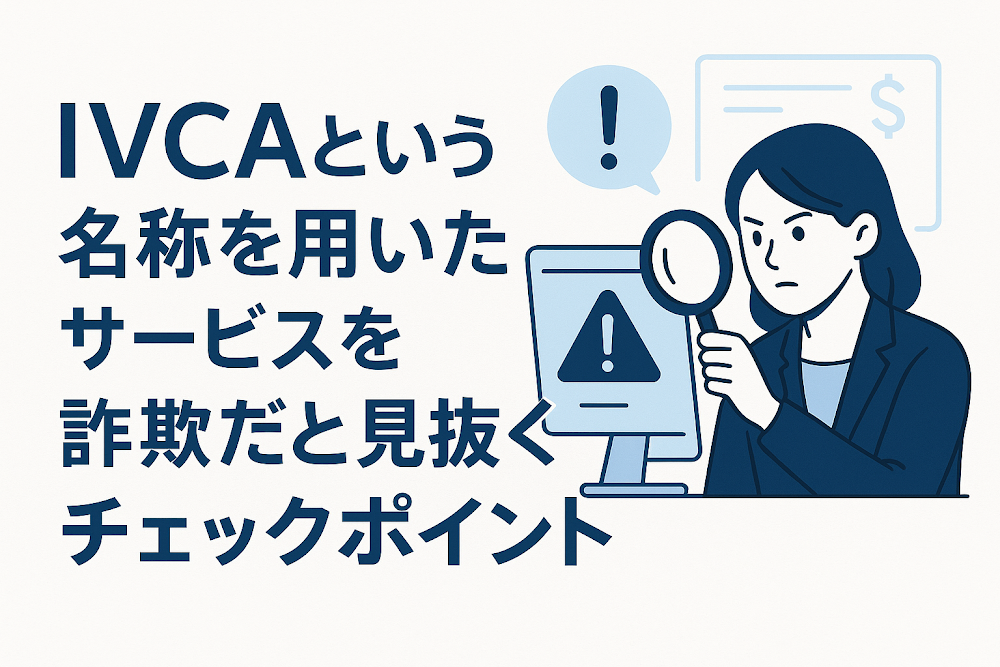 IVCAという名称を用いたサービスを詐欺だと見抜くチェックポイント