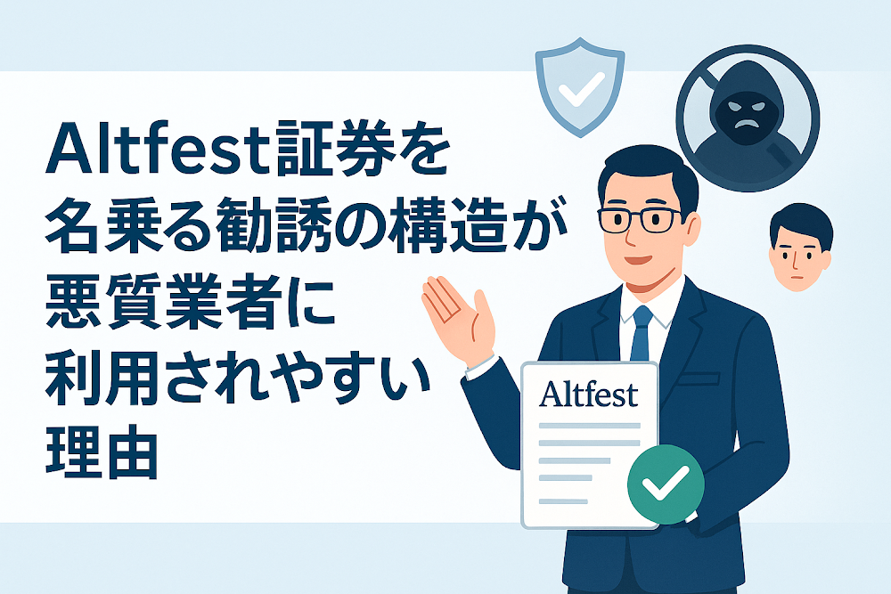 Altfest証券を名乗る勧誘の構造が悪質業者に利用されやすい理由