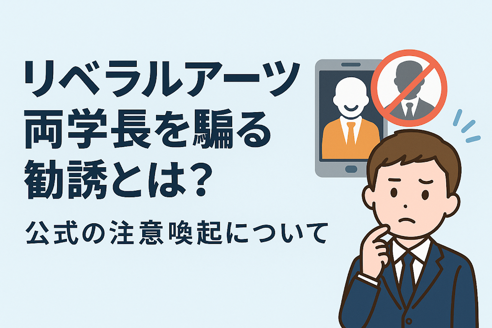 リベラルアーツ両学長を騙る勧誘とは？公式の注意喚起について