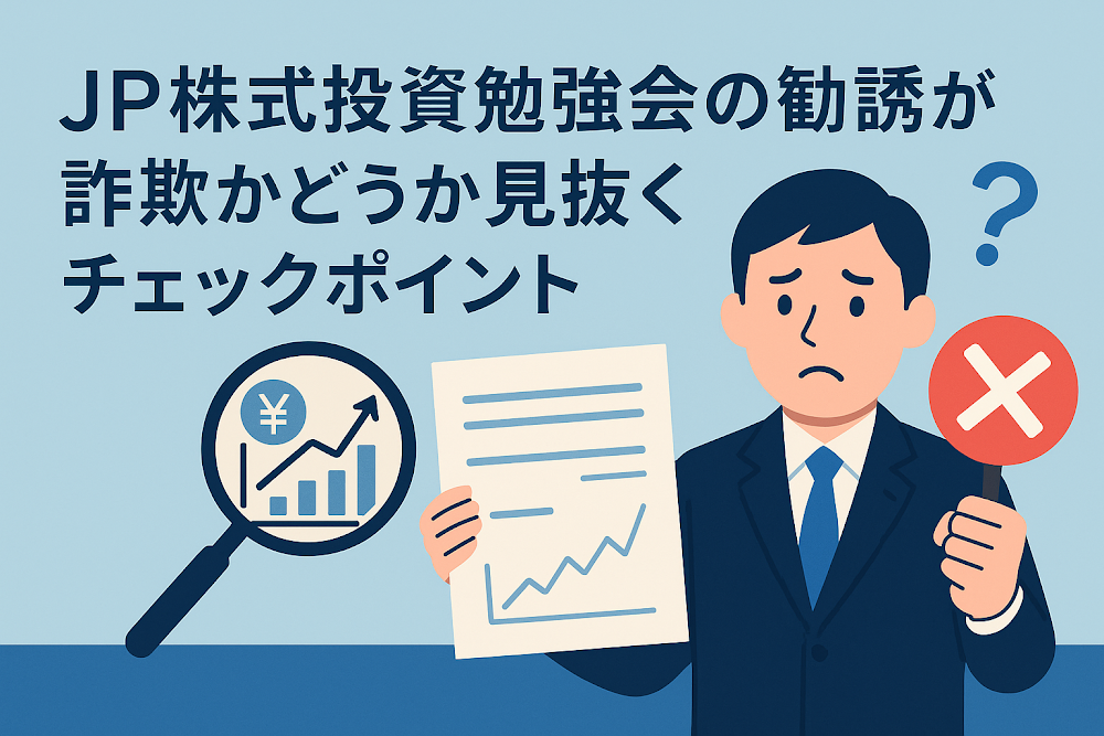 JP株式投資勉強会の勧誘が詐欺かどうか見抜くチェックポイント
