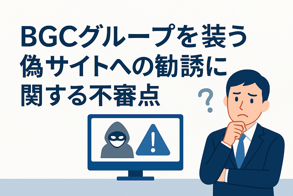 BGCグループを装う偽サイトへの勧誘に関する不審点