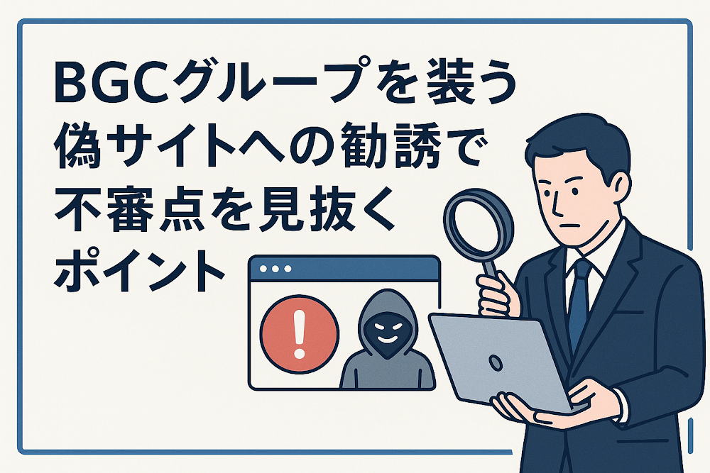 BGCグループを装う偽サイトへの勧誘で不審点を見抜くポイント