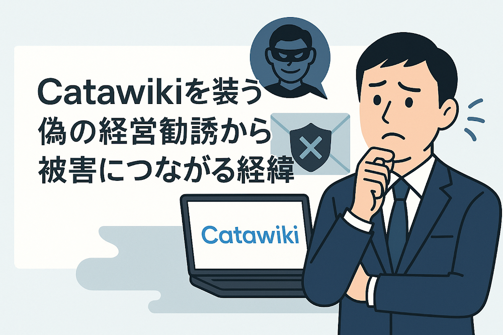 Catawikiを装う偽の経営勧誘から被害につながる経緯