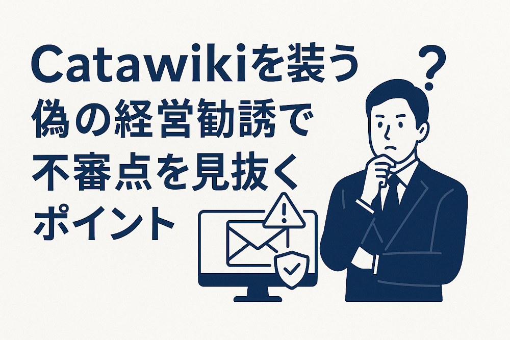 Catawikiを装う偽の経営勧誘で不審点を見抜くポイント