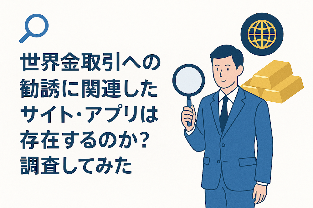 世界金取引への勧誘に関連したサイト・アプリは存在するのか?調査してみた