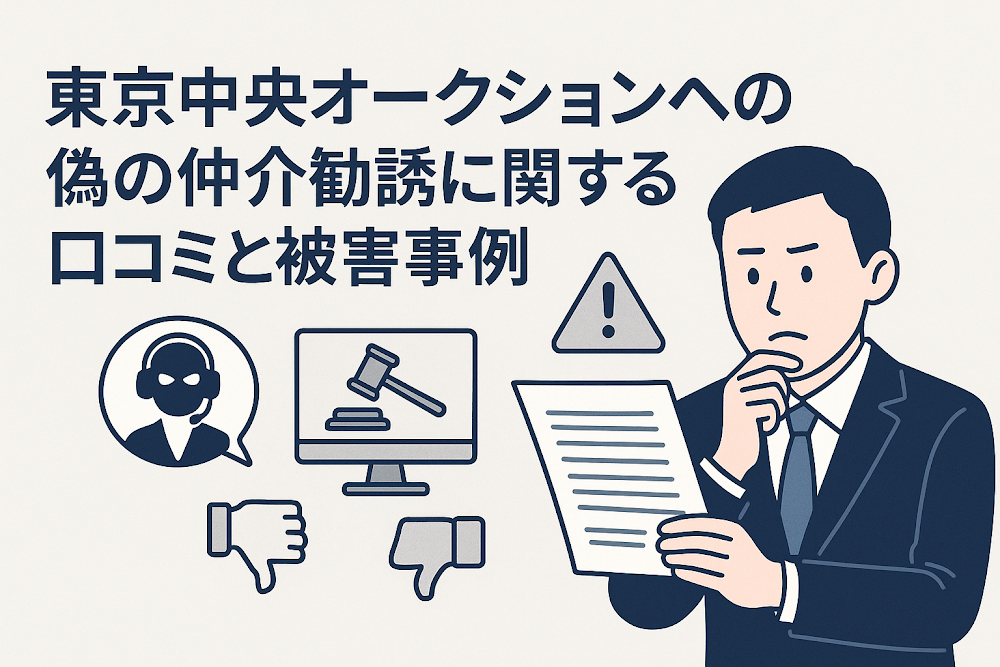 東京中央オークションへの偽の仲介勧誘に関する口コミと被害事例