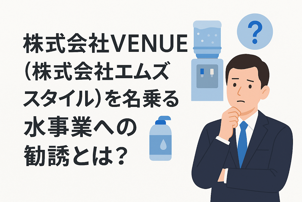 株式会社VENUE（株式会社エムズスタイル）を名乗る水事業への勧誘とは？