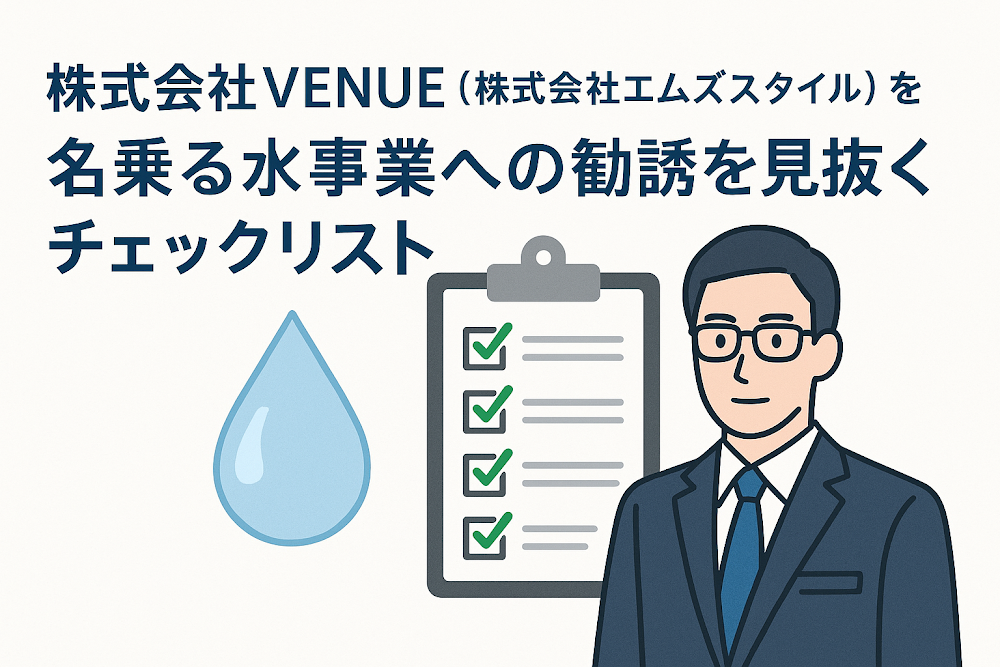 株式会社VENUE（株式会社エムズスタイル）を名乗る水事業への勧誘を見抜くチェックリスト