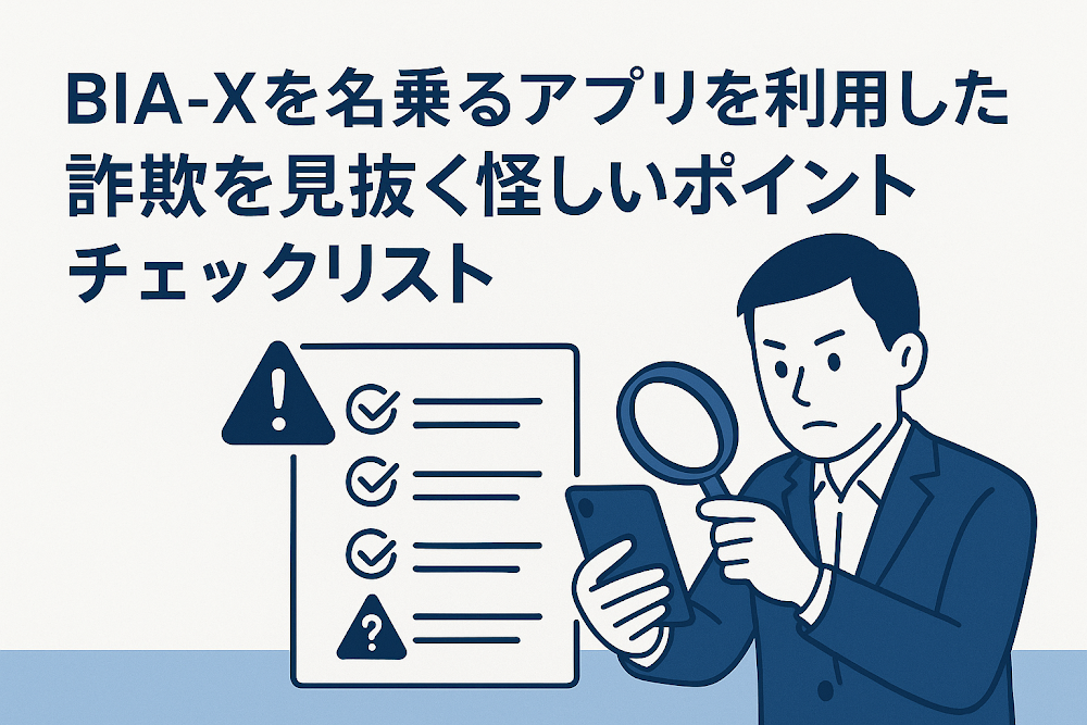 BIA-Xを名乗るアプリを利用した詐欺を見抜く怪しいポイントチェックリスト