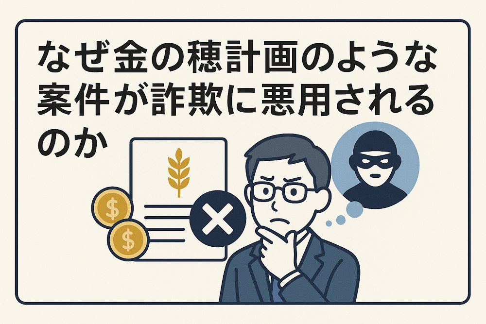 なぜ金の穂計画のような案件が詐欺に悪用されるのか