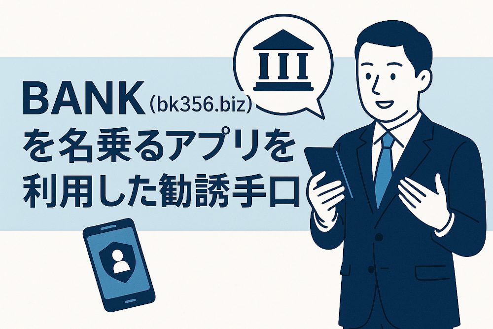BANK(bk356.biz)を名乗るアプリを利用した勧誘手口