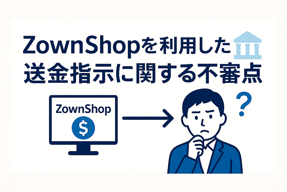 ZownShopを利用した送金指示に関する不審点